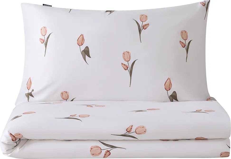 XPOSE® Francúzske bavlnené Renforcé obliečky TULIPÁNY DUO - hnedé