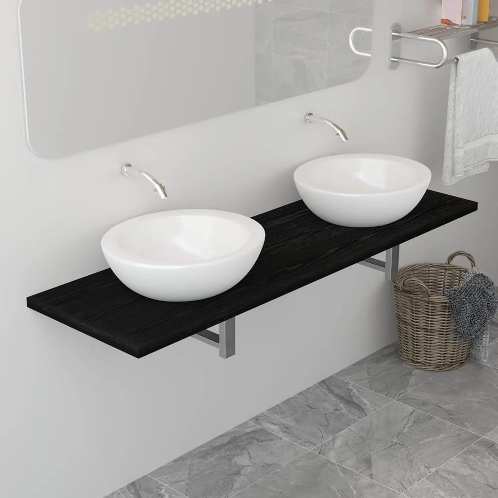 vidaXL Kúpeľňový nábytok, čierny 160x40x16,3 cm