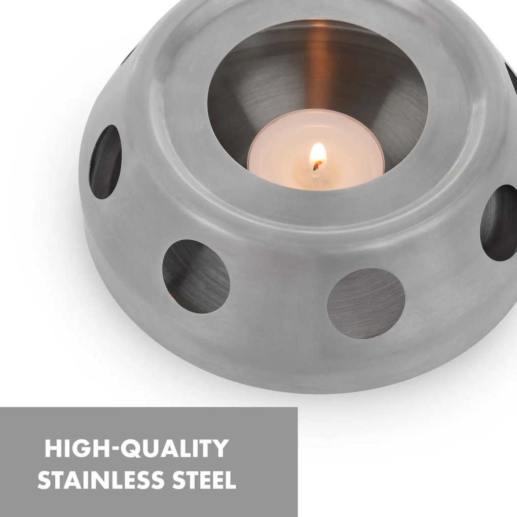 Klarstein Sencha, dizajnová kanvica na čaj, s ohrievačom, 1,3 l, z nehrdzavejúcej ocele Hibiscus, sitko