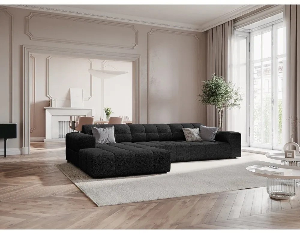 Antracitová rohová pohovka (ľavý roh) Chicago – Cosmopolitan Design