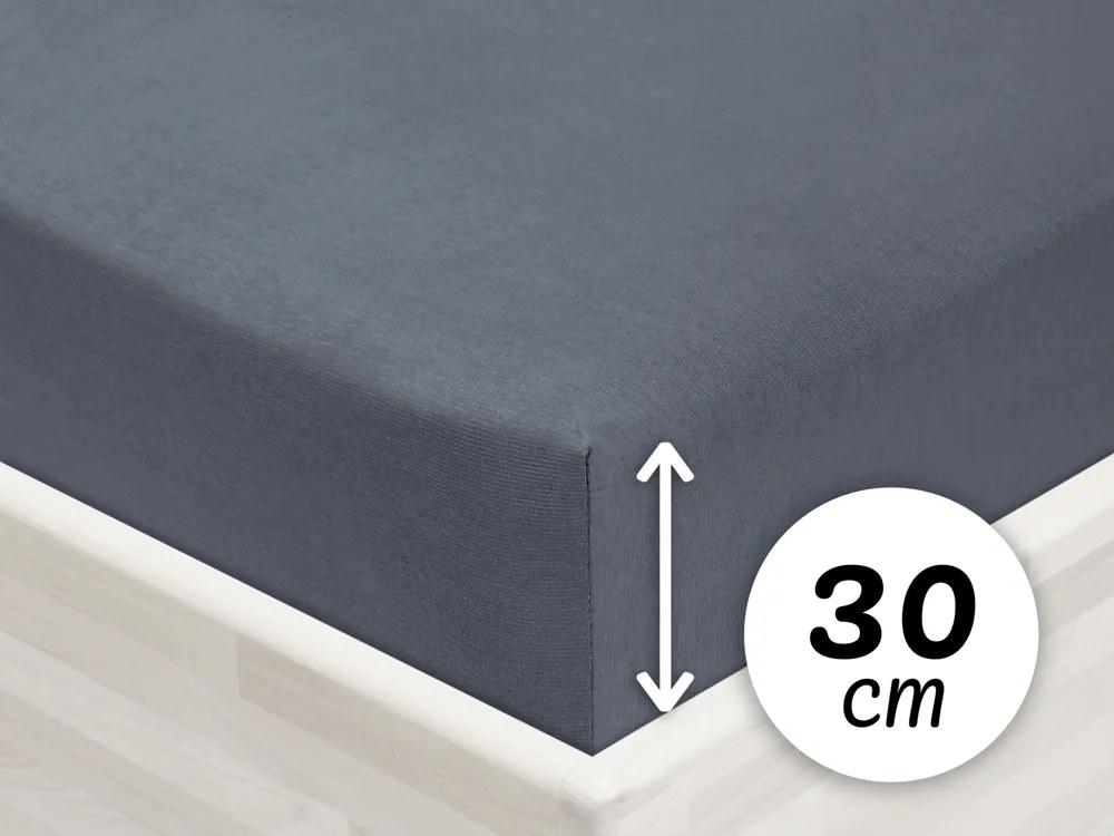 Jersey napínacie prestieradlo na vysoký matrac JR-029 Antracitovo sivé 100 x 200 - výška 30 cm