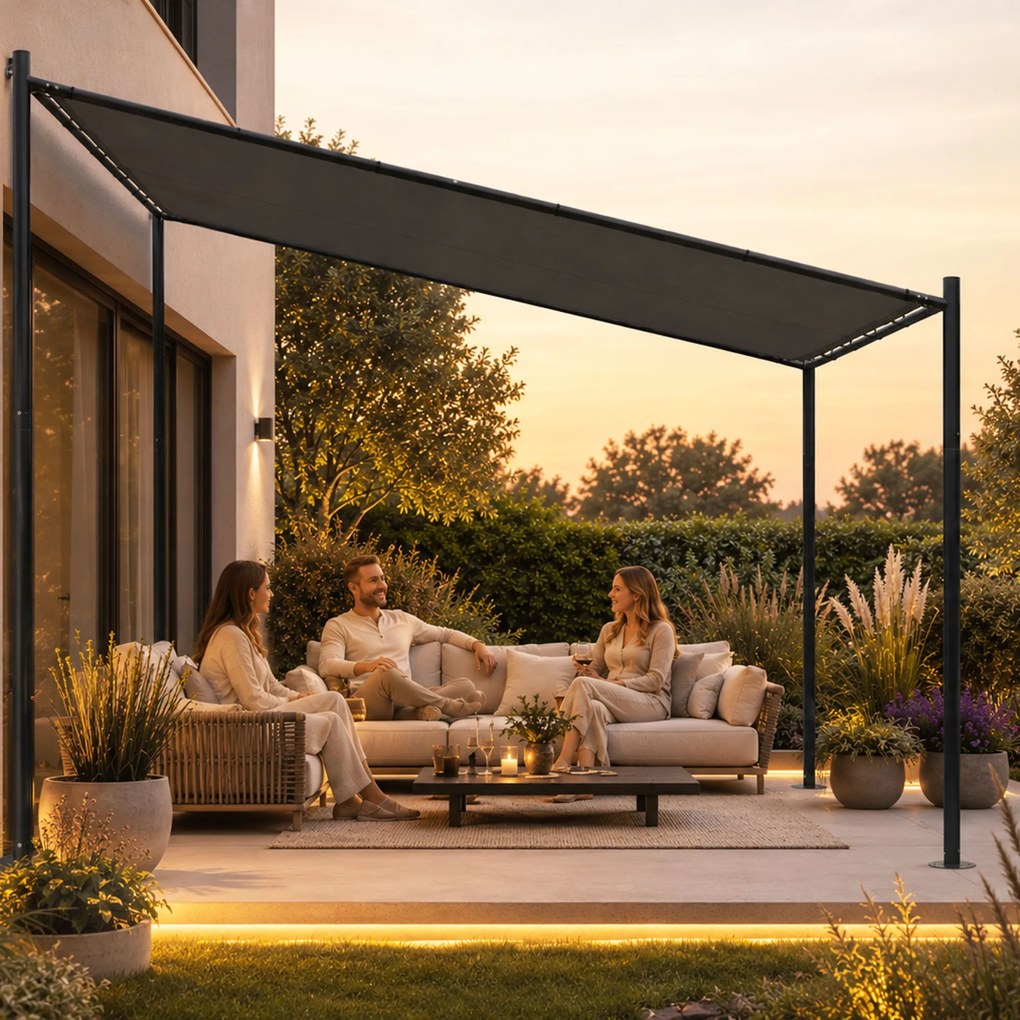 Zahradní pergola Lowa 3x3 m šedá/černá