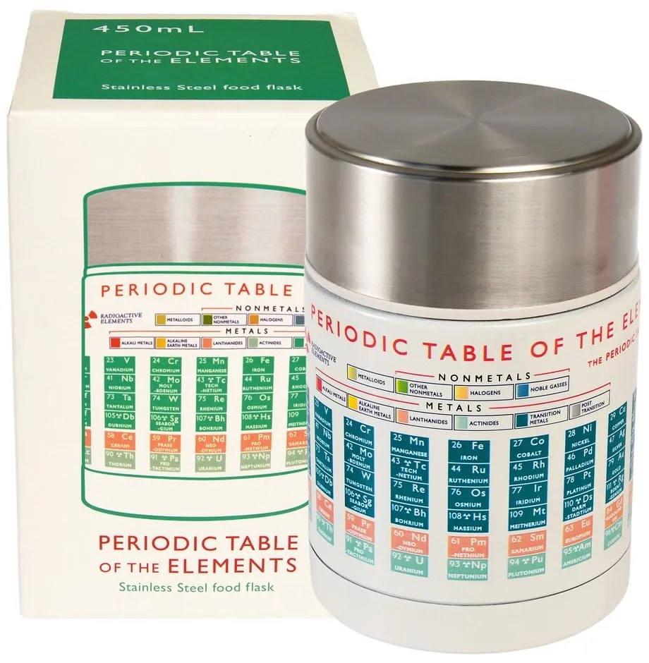 Krémová/v striebornej farbe termoska na jedlo/detská 450 ml Periodic Table – Rex London