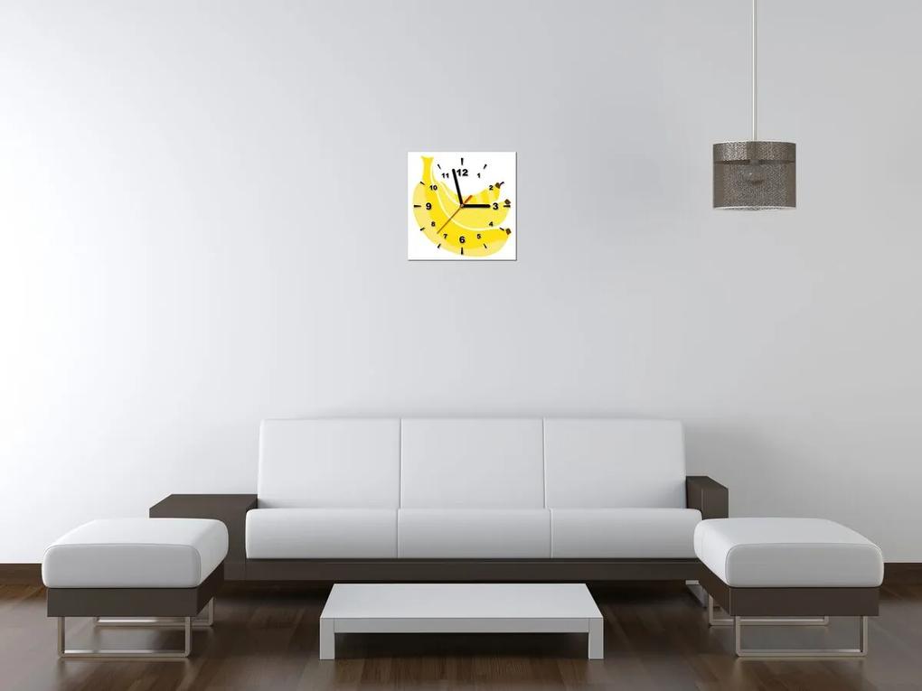 Gario Obraz s hodinami Banány Rozmery: 40 x 40 cm
