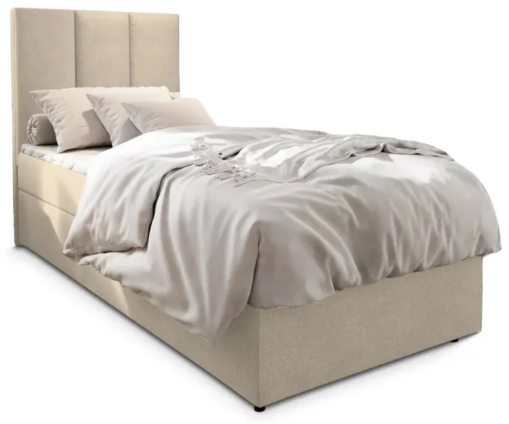 Čalúnená posteľ boxspring MERALIS 100x200 cm béžová Matrac: Bonell pružinová matrac