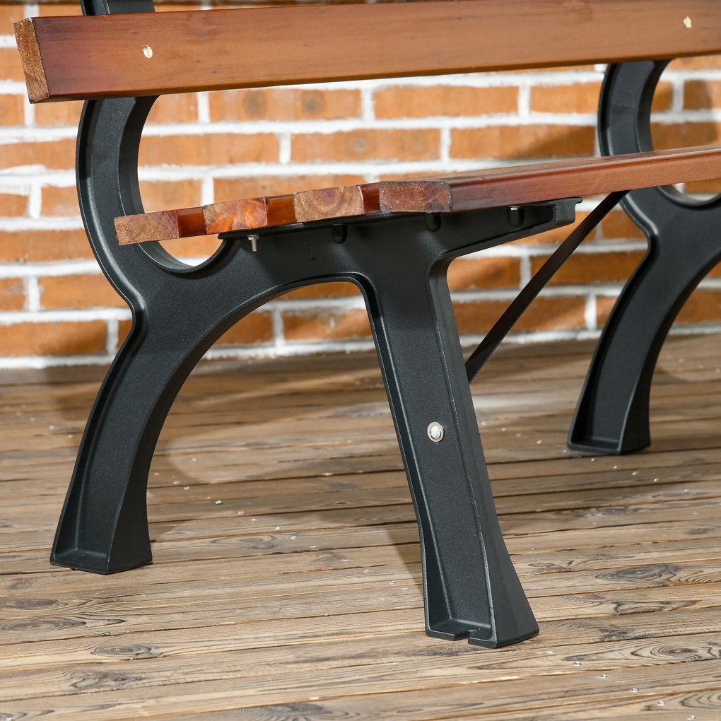 Outsunny Záhradná lavička pre 2 osoby v hliníku a drevených doskách, rozmer 120D x 57Š x 70V cm | Aosom