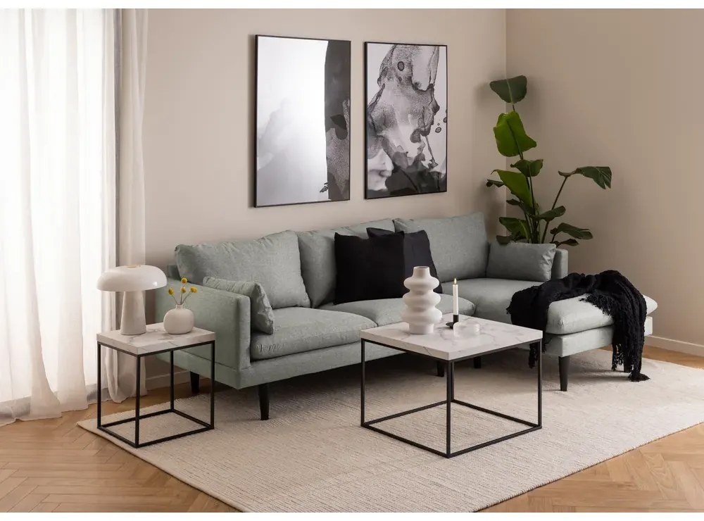 Odkladací stolík Barossa 40 cm biely mramor/čierny