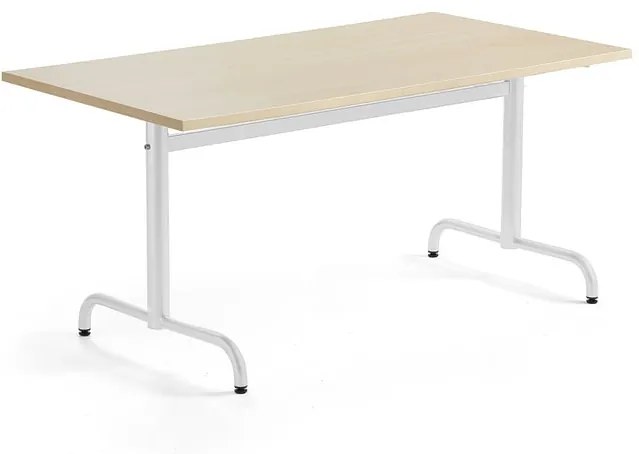 Stôl PLURAL, 1400x800x720 mm, HPL - breza, biela
