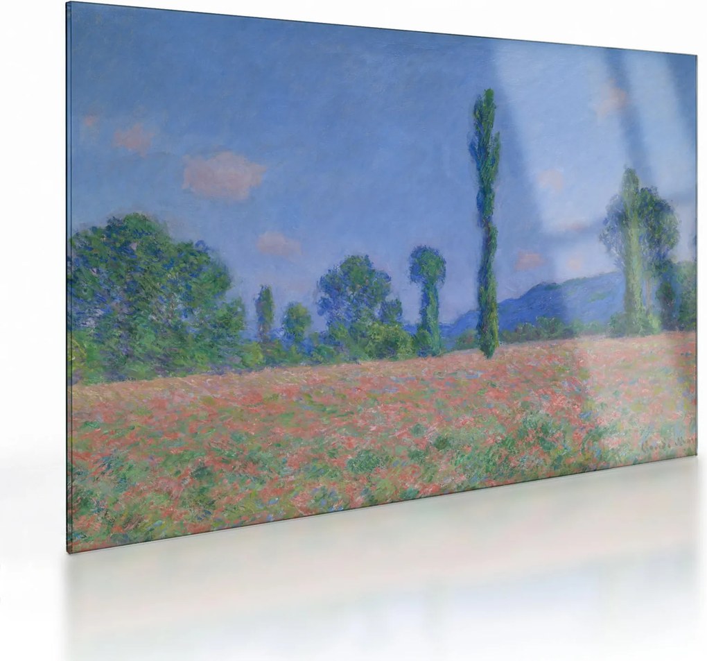 Sklenený obraz - Claude Monet, Poppy Field (Giverny), reprodukcia (70x50 cm)