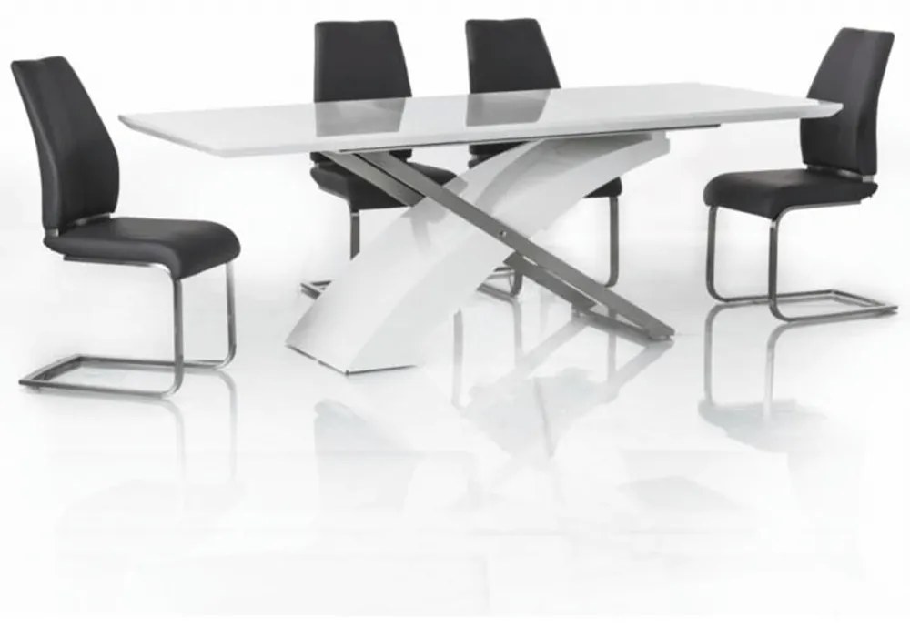 Tempo Kondela Jedálenský stôl, biela/biela extra vysoký lesk HG, KROS