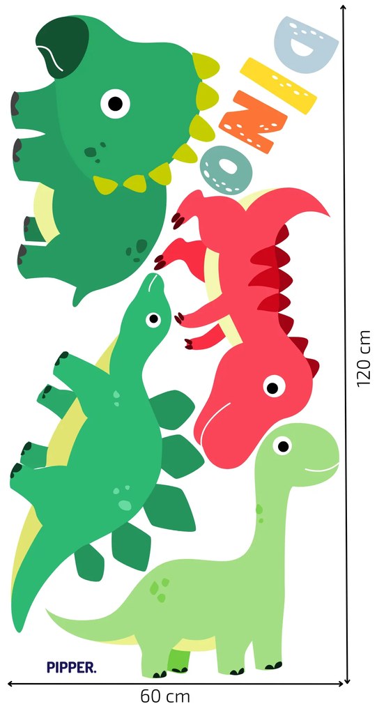 PIPPER. Textilná nálepka na stenu "Baby dinosaury 2"