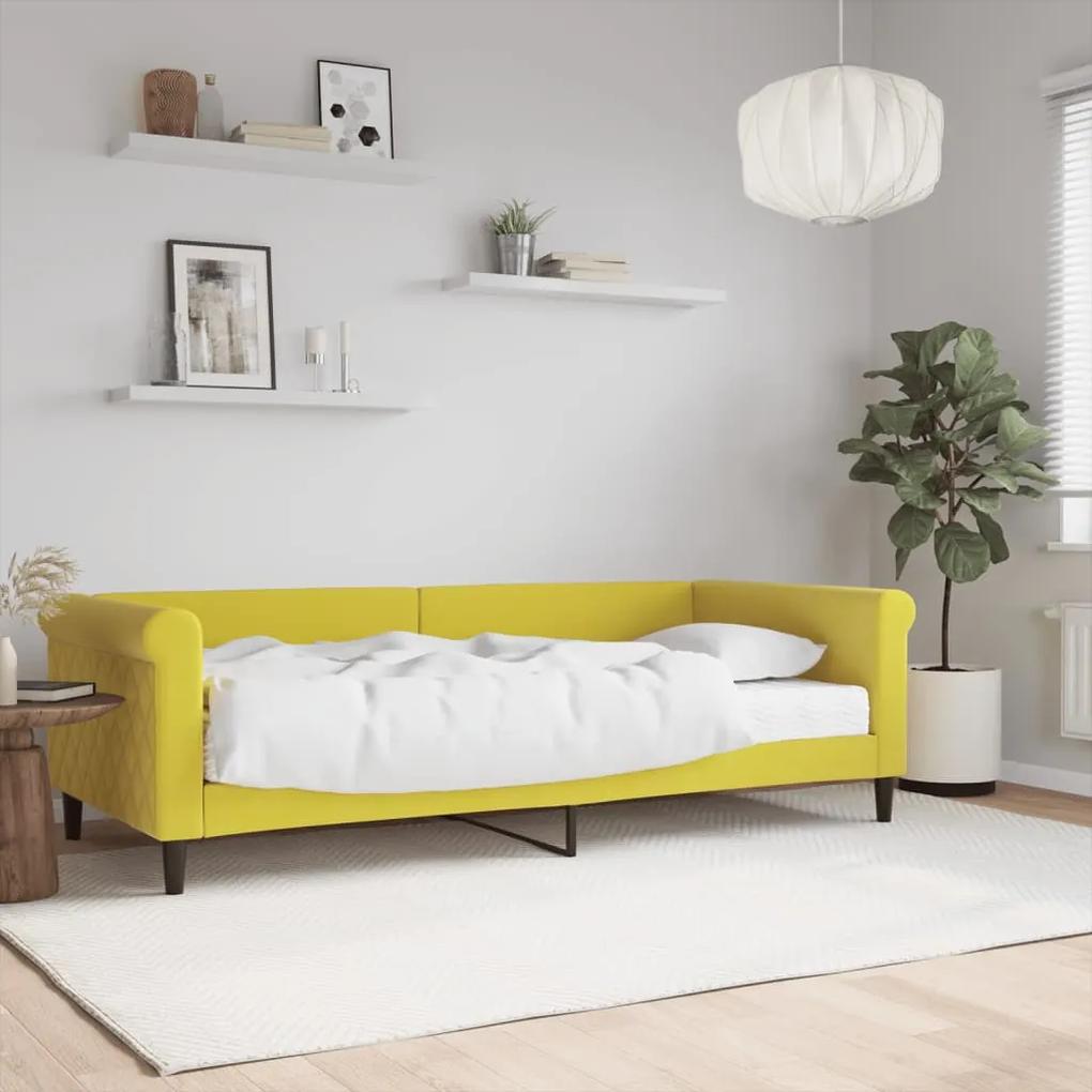 Denná posteľ s matracom žltá 90x200 cm zamat 3197752