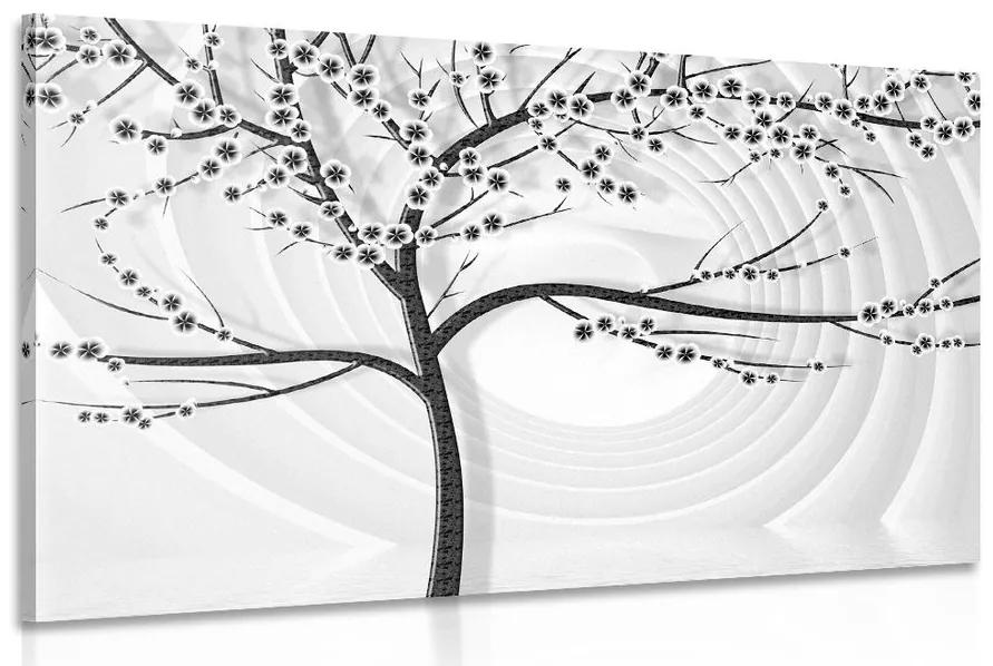 Obraz moderný čiernobiely strom na abstraktnom pozadí Varianta: 90x60