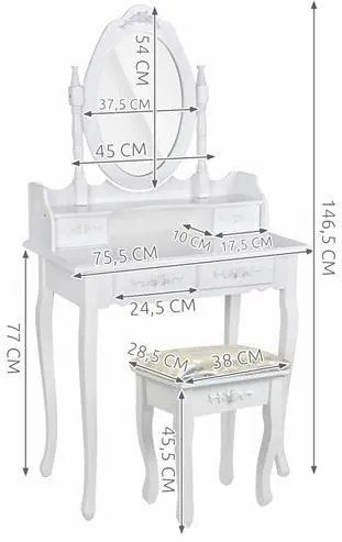 Malatec, 4645 Toaletný stolík so stoličkou a zrkadlom