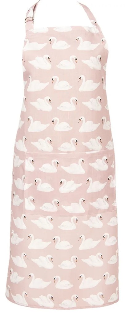 Ružová kuchynská zástera s labuťami - 70 * 90 cm