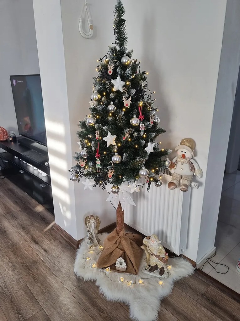 Vianočný stromček na pni Christee 7 160 cm - zelená / biela