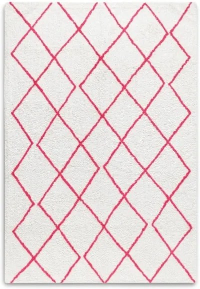 Červeno-biely ručne tkaný koberec z bavlny HF Living Morocco, 120 × 170 cm