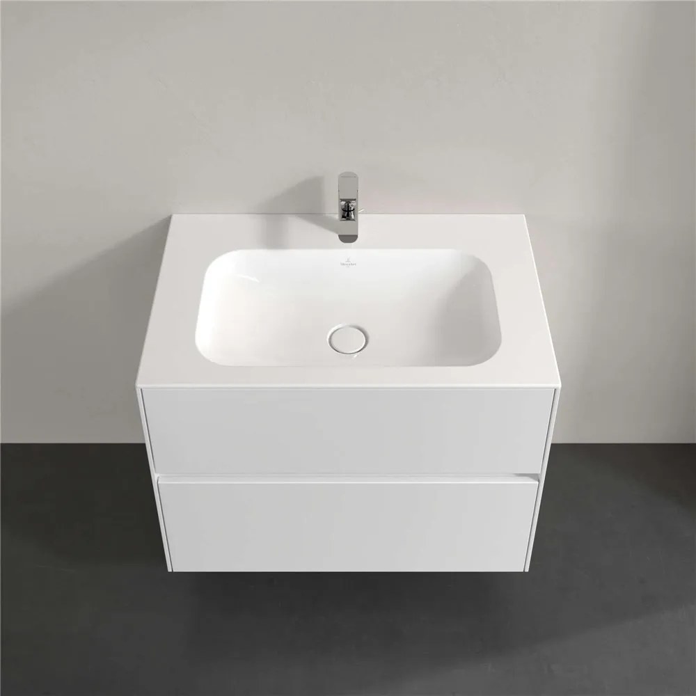 VILLEROY &amp; BOCH Collaro závesná skrinka pod umývadlo, 2 zásuvky, s LED osvetlením, 796 x 498 x 603 mm, Glossy White, C138B0DH