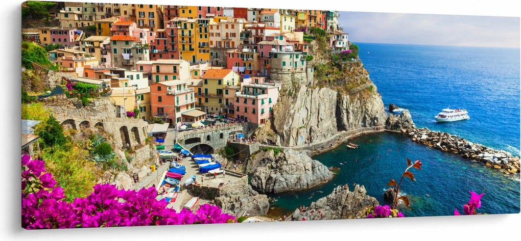 Obraz - Talianska dedinka Manarola (120x50 cm)