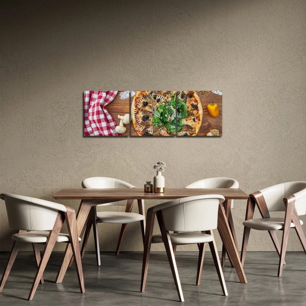 Obraz pizze (s hodinami) (90x30 cm)