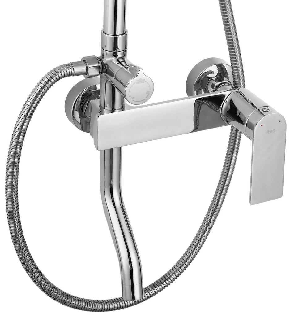 Rea Storm, sprchová-vaňová súprava dažďovou hlavovou a ručnou sprchovou hlavicou, chrómová, REA-P4881