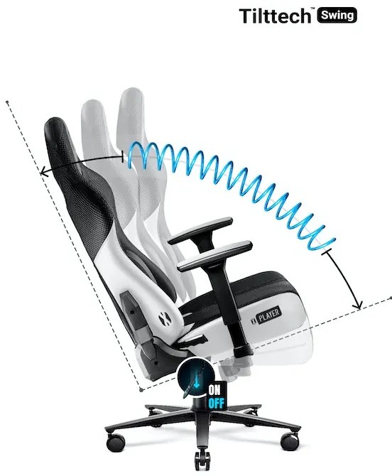 Látkové herné kreslo Diablo X-Player 2.0 Normal Size: bielo-čierne Diablochairs