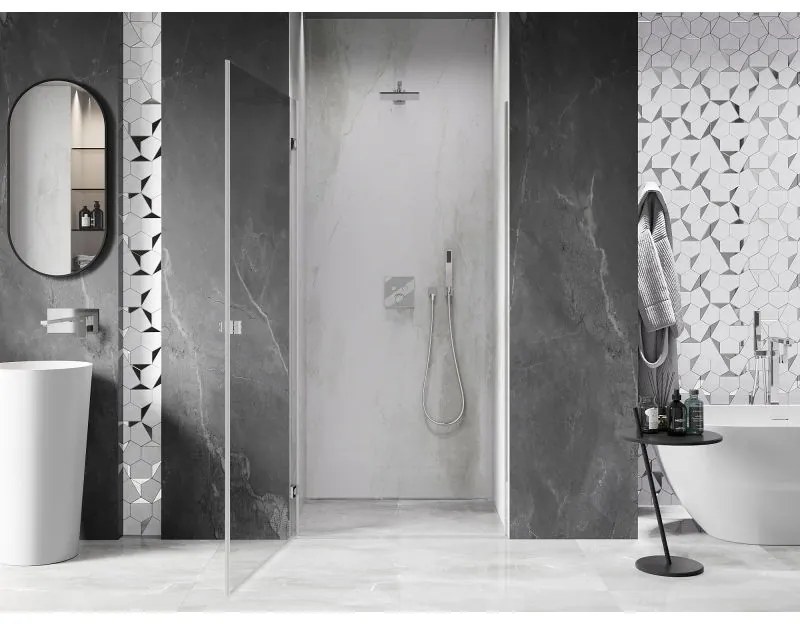 Mexen, Mexen Lunar-B výklopné sprchové dvere 90 cm, transparentné, chróm - 832-090-000-01-00-L