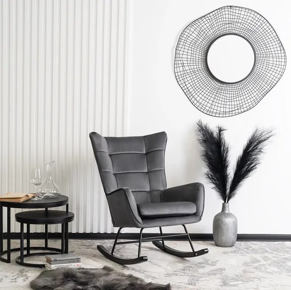 Kreslo ANTONIO hojdacie, sivé