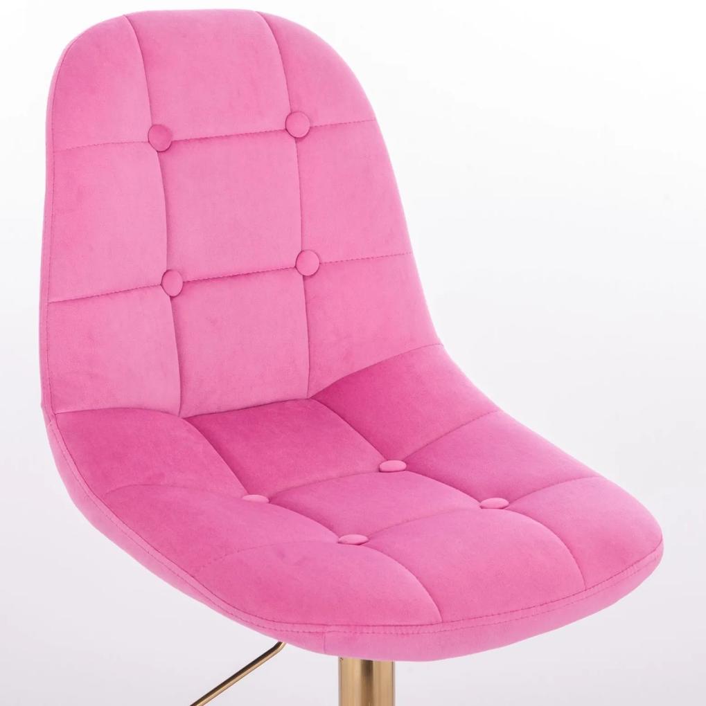 LuxuryForm Barová stolička SAMSON VELUR na čierne základni - ružová