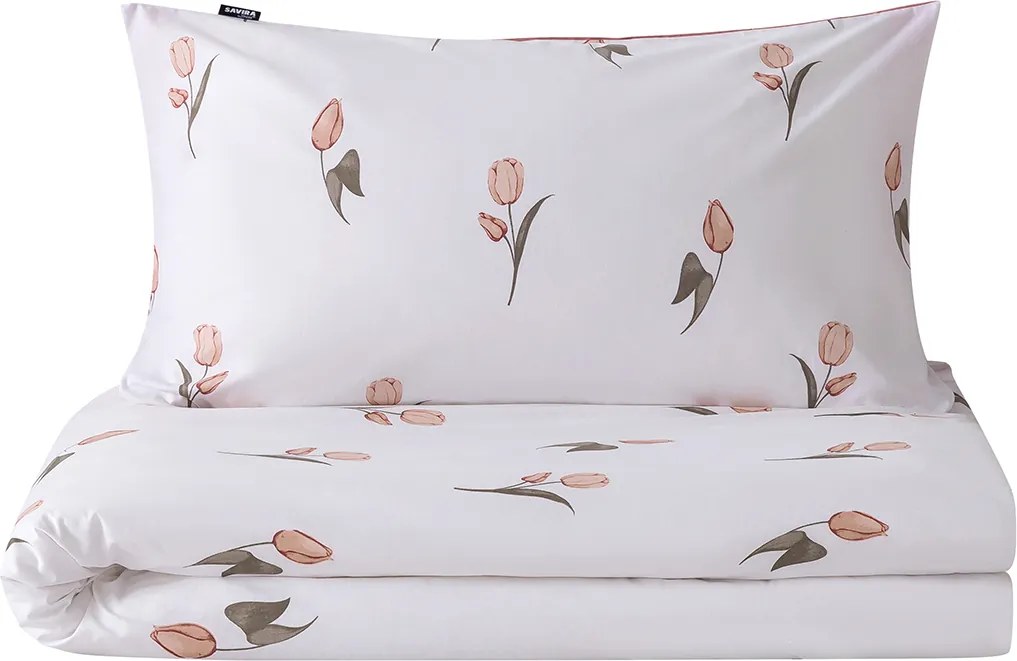 XPOSE® Bavlnené Renforcé obliečky TULIPÁNY DUO - ružové
