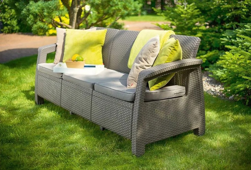 ALLIBERT CORFU LOVE SEAT MAX Pohovka, 182 x 70 x 79cm, cappuccino/piesková 17197959