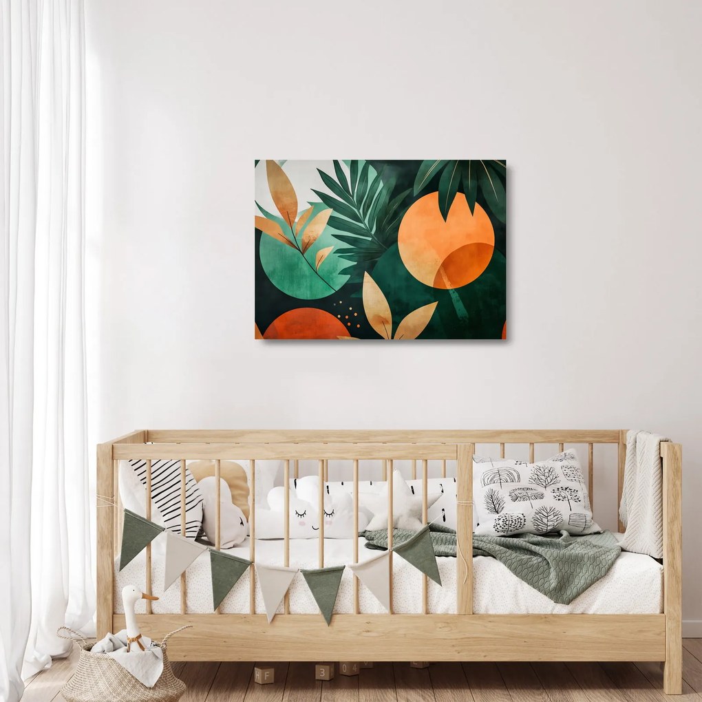 Sklenený obraz - Geometrické prírodné motívy (70x50 cm)