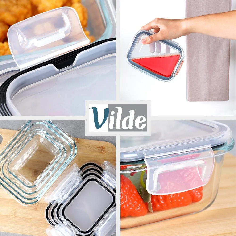VILDE Sada 4 sklenených tesniacich dóz, krabičky na jedlo SKLO - LOCK&LOCK