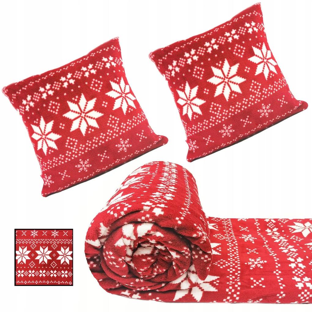 Dekorstudio Vianočná sada Nordico - Deka + 2 obliečky na vankúše - červená