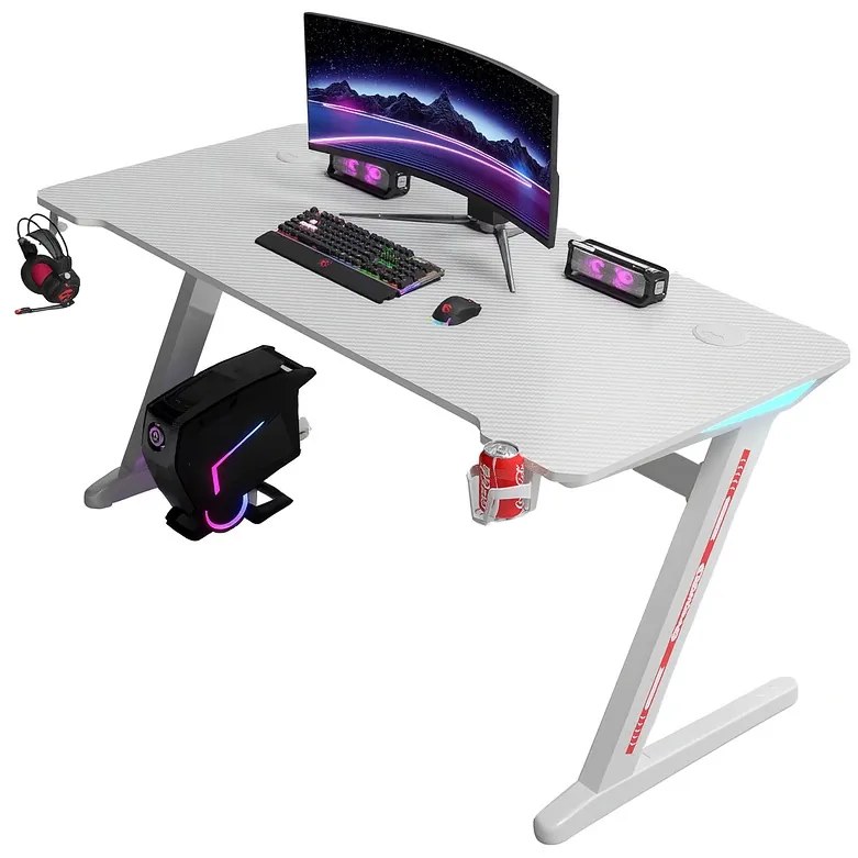 Herný stôl s podsvietením BG04 biely 140 cm