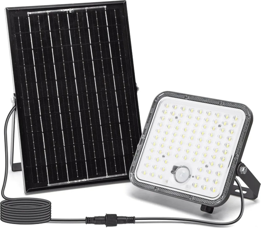 Aigostar - Stmievateľný solárny LED reflektor so snímačom, 120 W, 3,4 V, IP66 + diaľkový ovládač