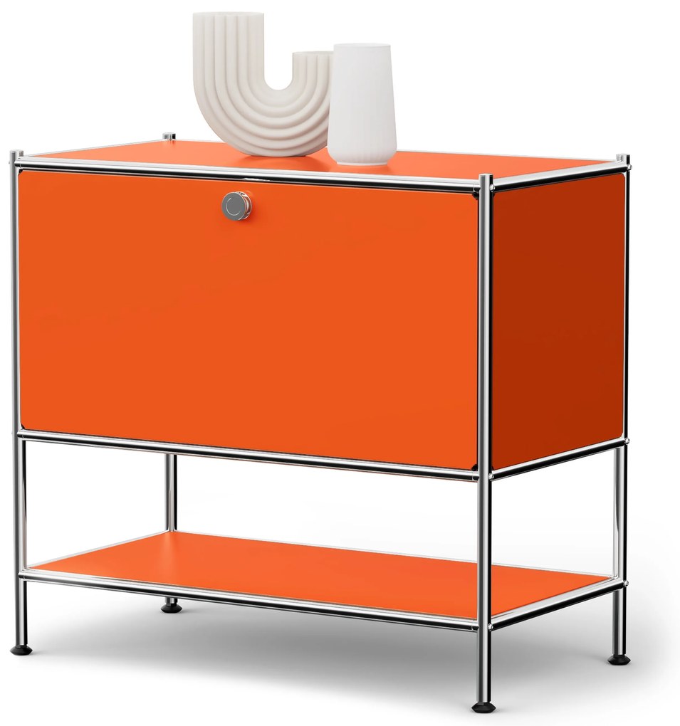 Kovová odkladacia skrinka »CN3« s výklopným priečinkom, oranžová