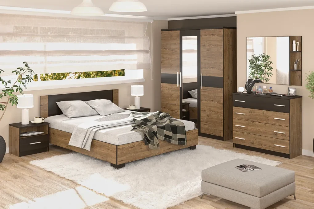 Manželská posteľ s roštom Verify LB-160 160x200 cm - dub april / wenge
