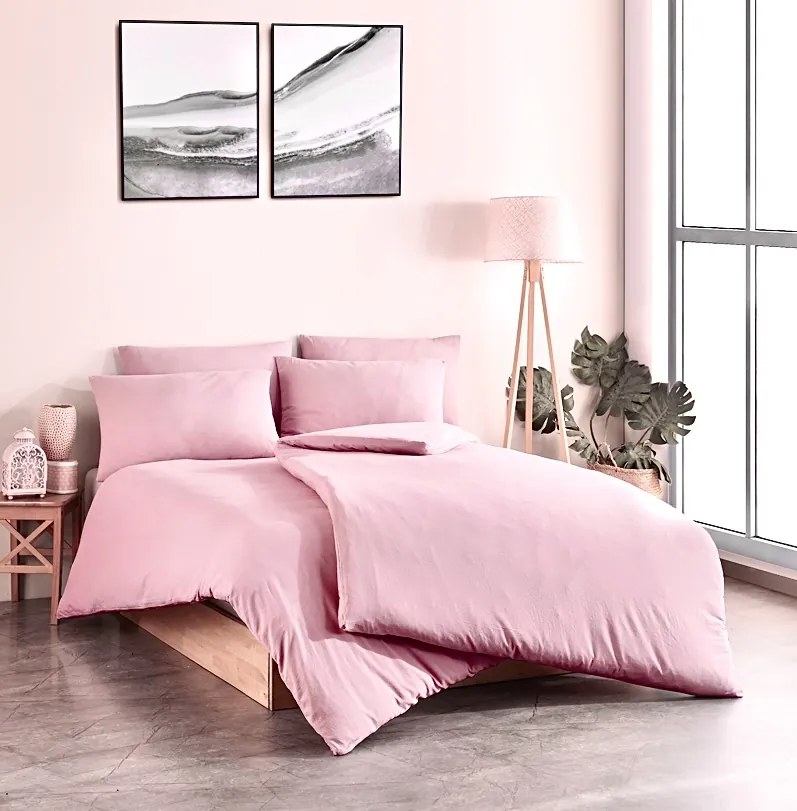 Mušelínové obliečky pudrovo ružové 140x200cm+90x70cm TiaHome