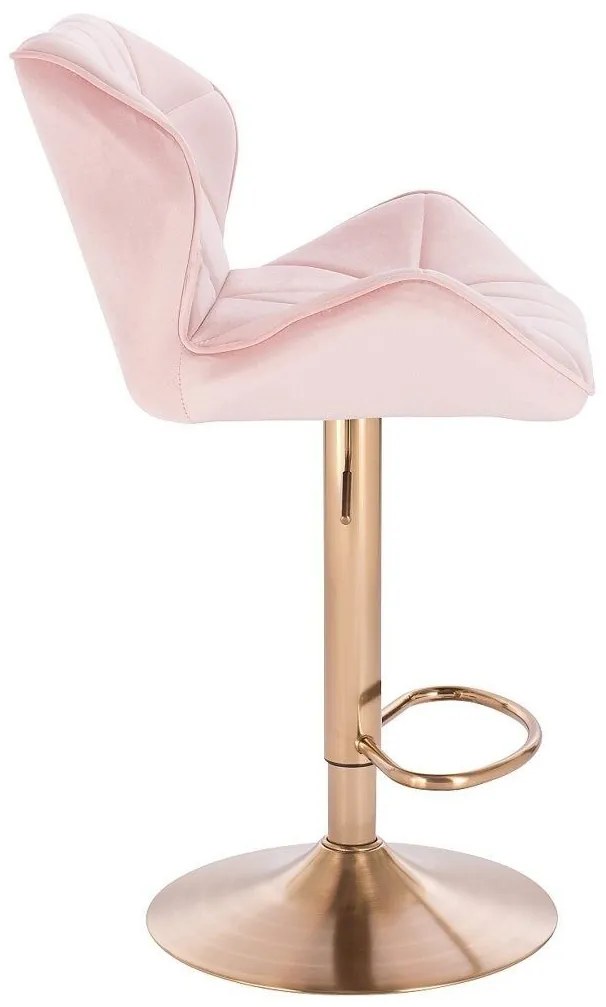 LuxuryForm DESIGN Barová stolička MILANO VELUR na zlatom tanieri - svetlo ružová