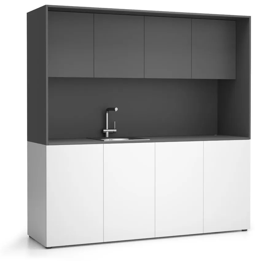 PLAN Kuchynka NIKA s drezom a batériou 1963 x 600 x 2000 mm, grafitová, ľavé