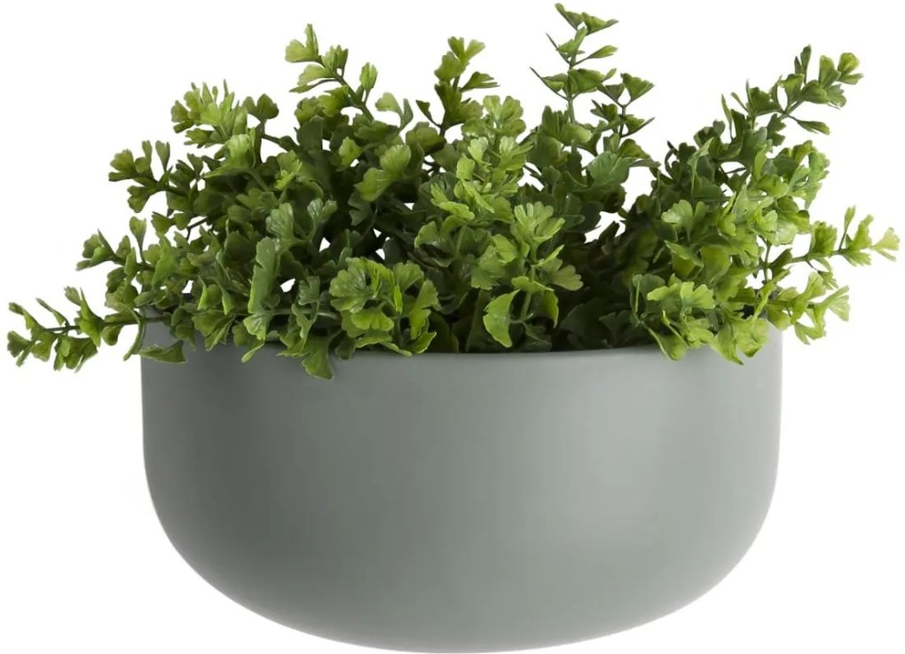 Sada 3 ks: Nástenný keramický kvetináč Wide Oval zelená 22 × 10,8 × 9,5 cm