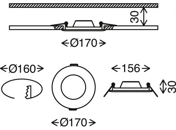 Brilo - LED Stmievateľné kúpeľňové podhľadové svietidlo FLAT LED/12W/230V IP44