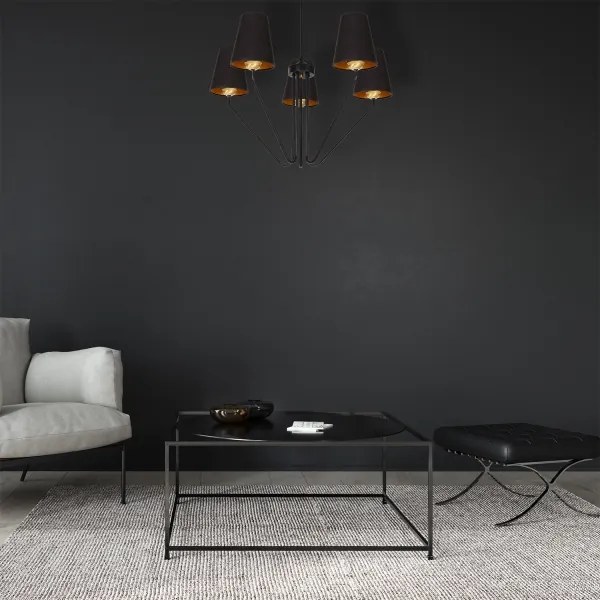 Luster na tyči VICTORIA 5xE27/60W/230V čierna