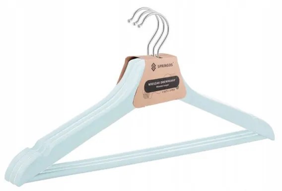 SPRINGOS Ramienka na šaty 43cm drevené, šedomodré, súprava 3ks SPRINGOS URBAN