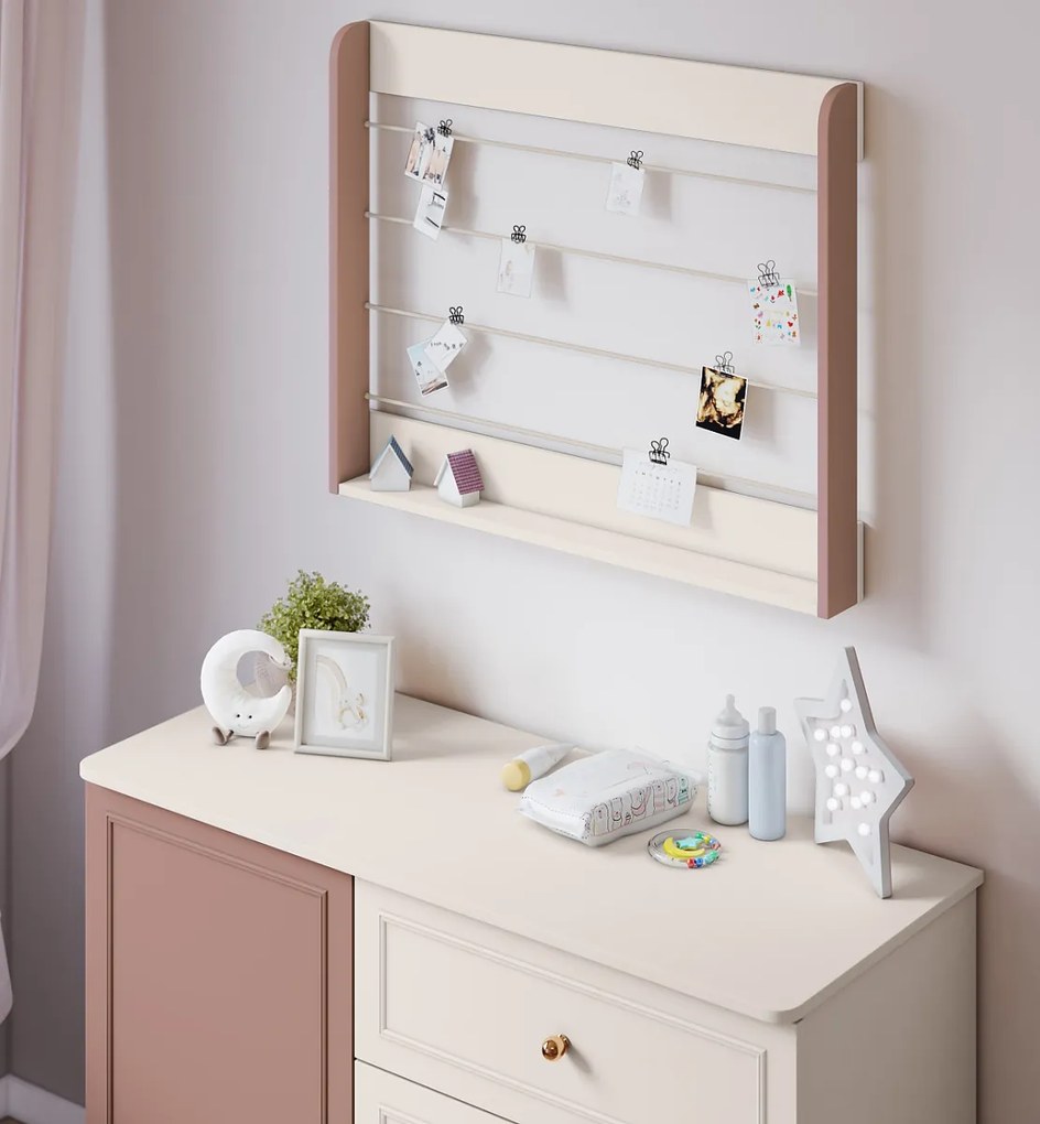 Kombinovaná komoda s prebaľovacím pultom Beauty - béžová, ružová