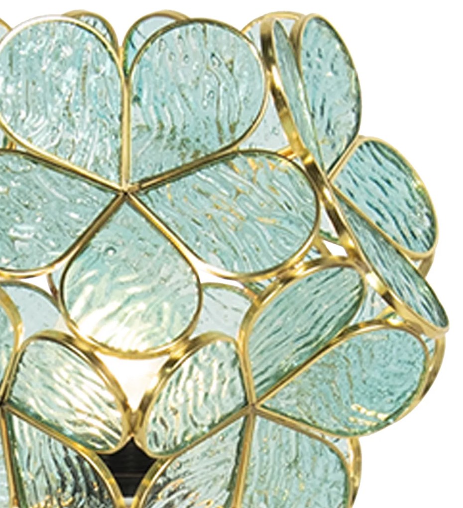 Tiffany lampa stolná KVIETKY GREEN