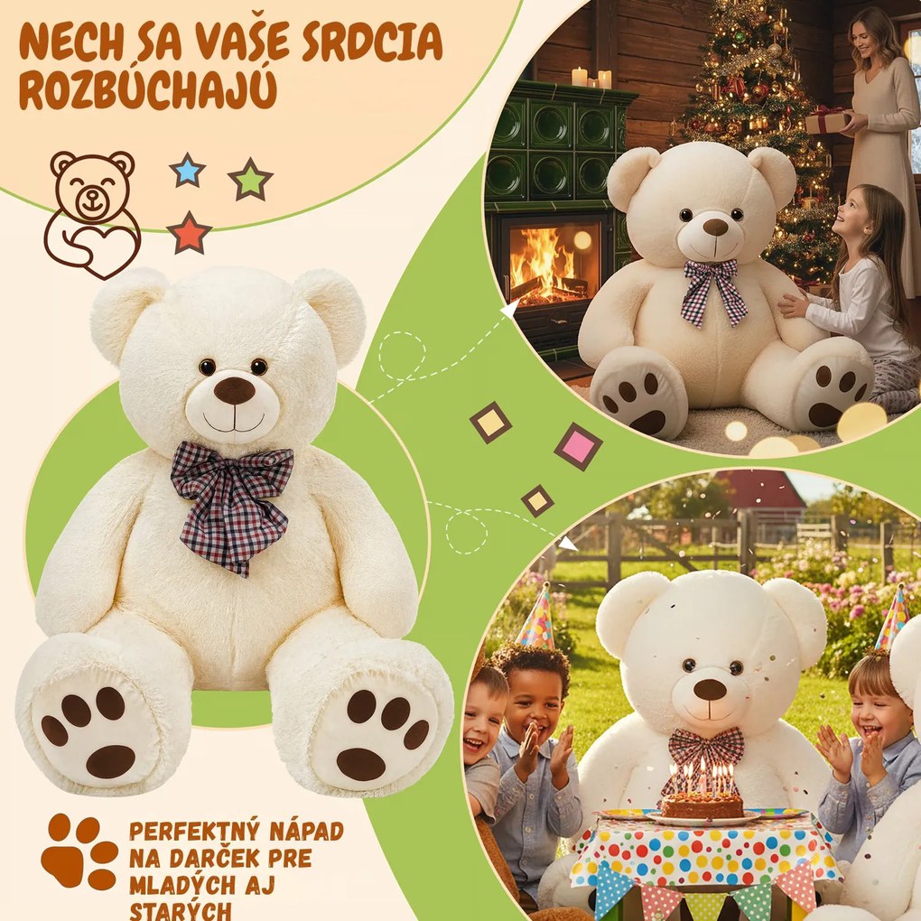 Veľký plyšový medveď BENY, 100cm, krémová Monzana