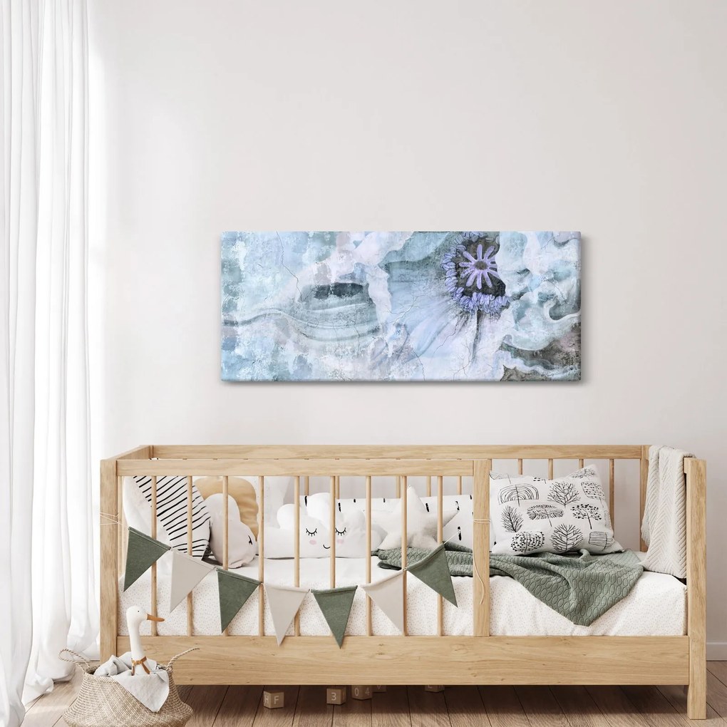 Obraz - Kvetinová freska na tehlovej stene (120x50 cm)