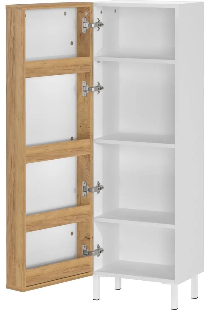 Biela vysoká/úzka kúpeľňová skrinka 39x120 cm Topeka – Germania